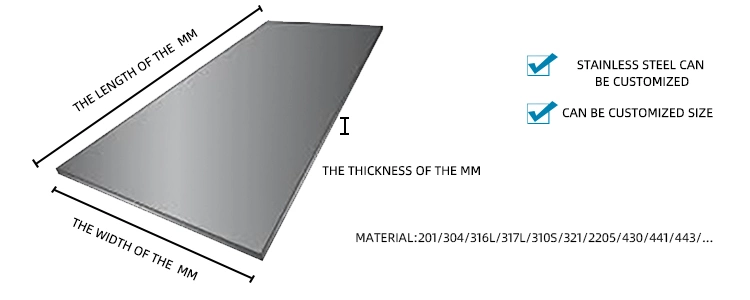 ASTM AISI JIS 201 202 2205 304 316L 310S 410 430 Stainless Steel Coil/Stainless Steel Plate/Stainless Steel Strip No. 1 2b 4K 8K Surface Brushed Laminated